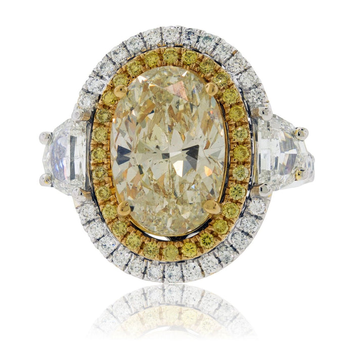 Oval Yellow Diamond Double Halo Ring - Park City Jewelers
