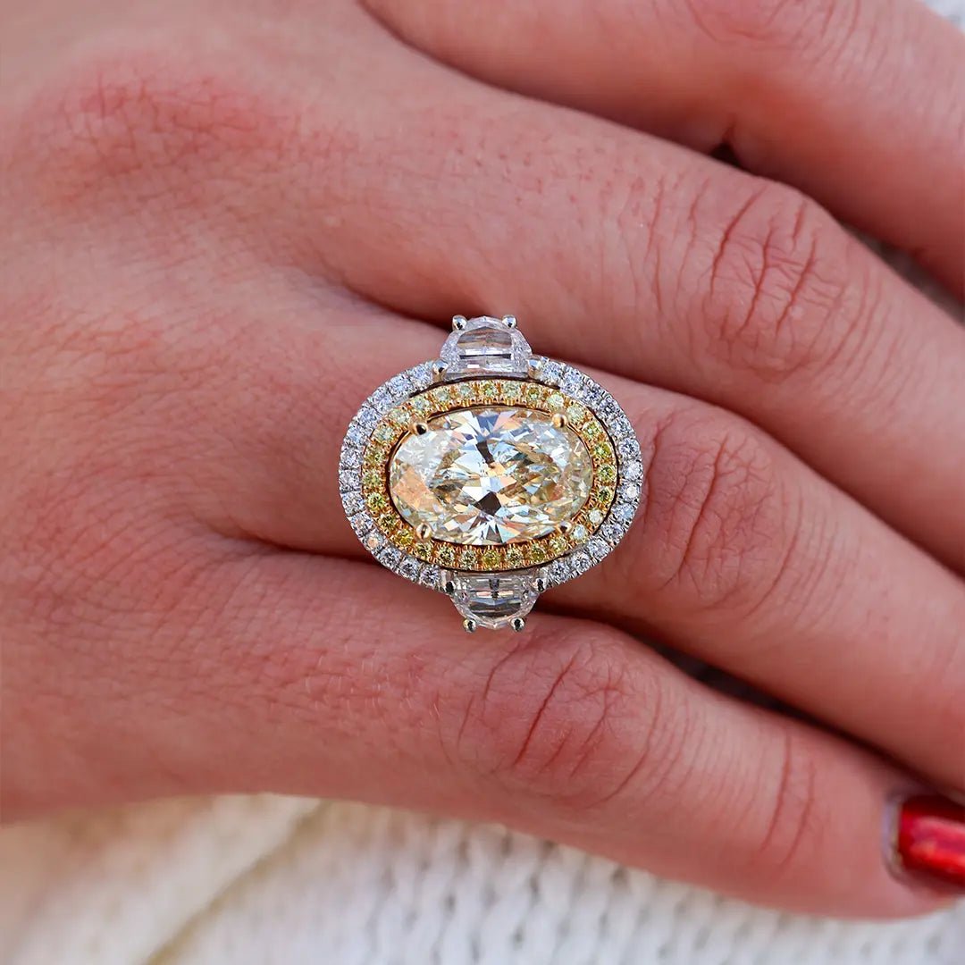 Oval Yellow Diamond Double Halo Ring - Park City Jewelers