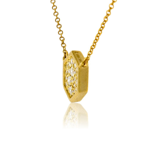 Pave Diamond Honeycomb Hexagon Necklace - Park City Jewelers