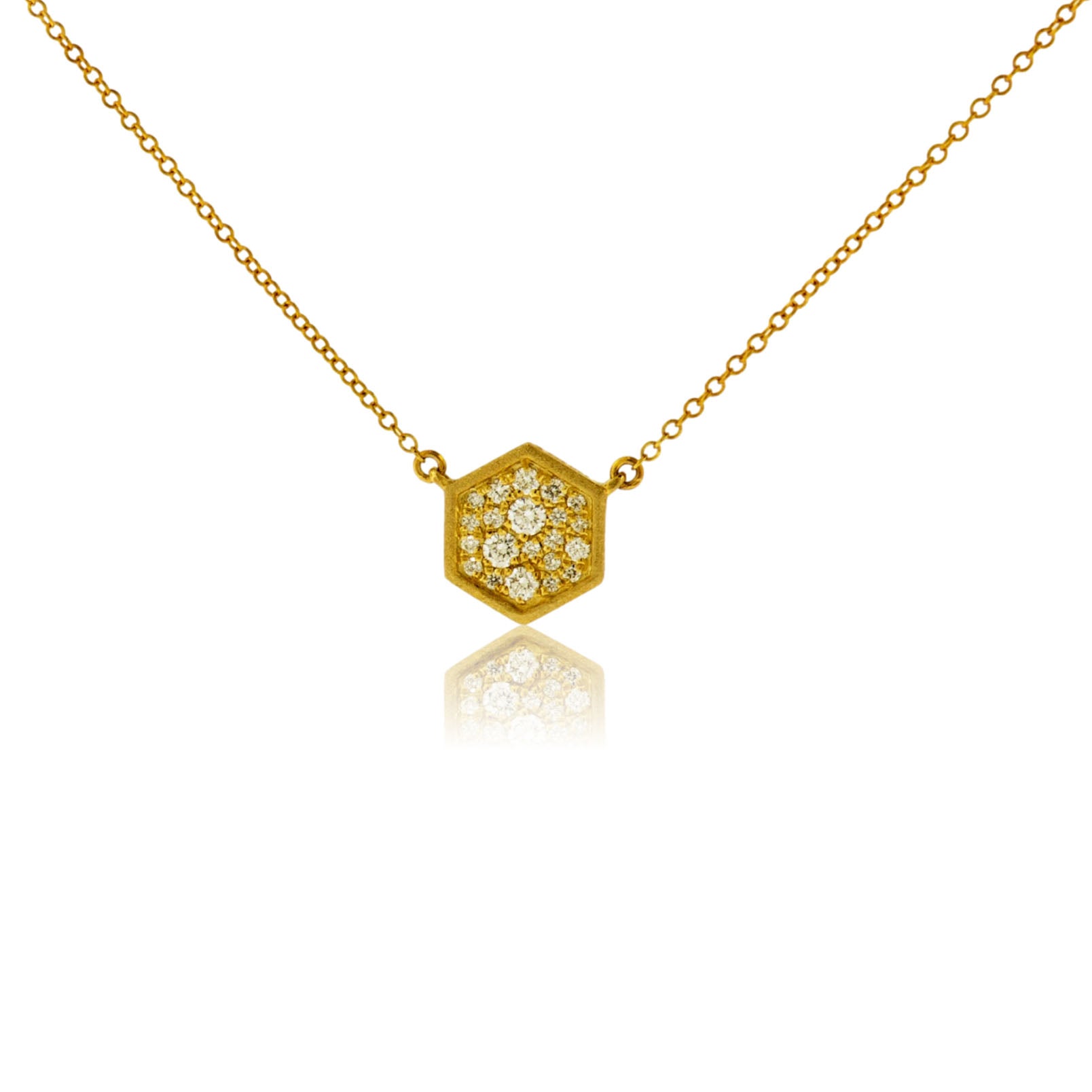 Pave Diamond Honeycomb Hexagon Necklace - Park City Jewelers
