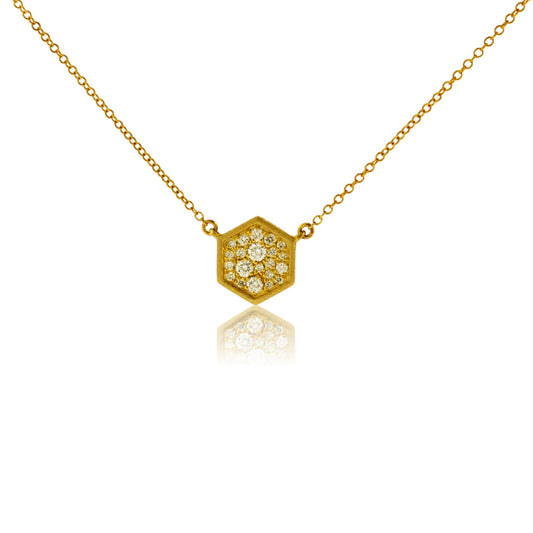 Pave Diamond Honeycomb Hexagon Necklace - Park City Jewelers