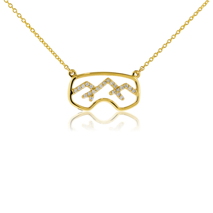 Pave Diamond Mountain Ridgeline Goggle Necklace - Park City Jewelers