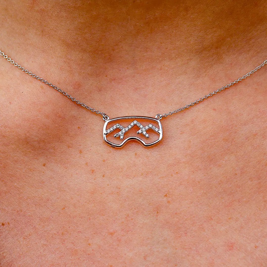 Pave Diamond Mountain Ridgeline Goggle Necklace - Park City Jewelers