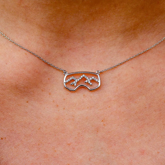 Pave Diamond Mountain Ridgeline Goggle Necklace - Park City Jewelers