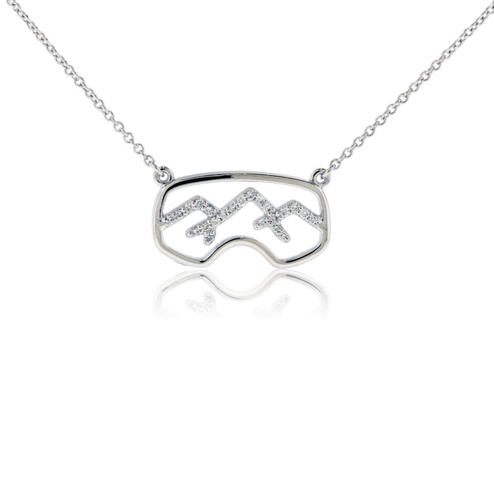 Pave Diamond Mountain Ridgeline Goggle Necklace - Park City Jewelers