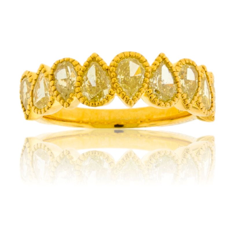 Pear Cut Bezel Yellow Diamond Band - Park City Jewelers