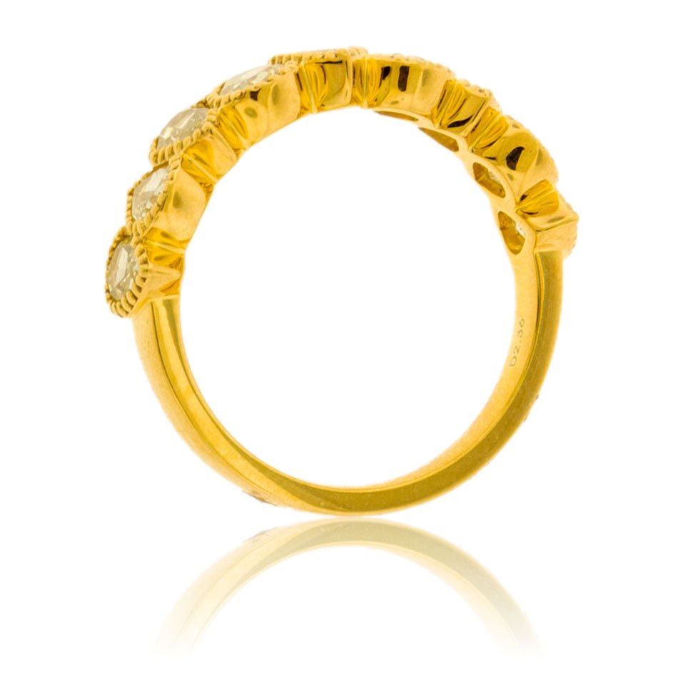 Pear Cut Bezel Yellow Diamond Band - Park City Jewelers