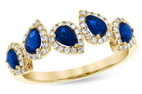 Pear - Cut Blue Sapphire & Diamond Halo Style Band - Park City Jewelers