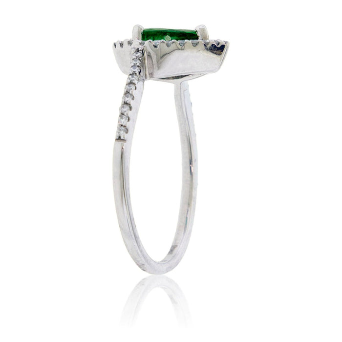 Pear - Cut Emerald Diamond Halo Ring - Park City Jewelers