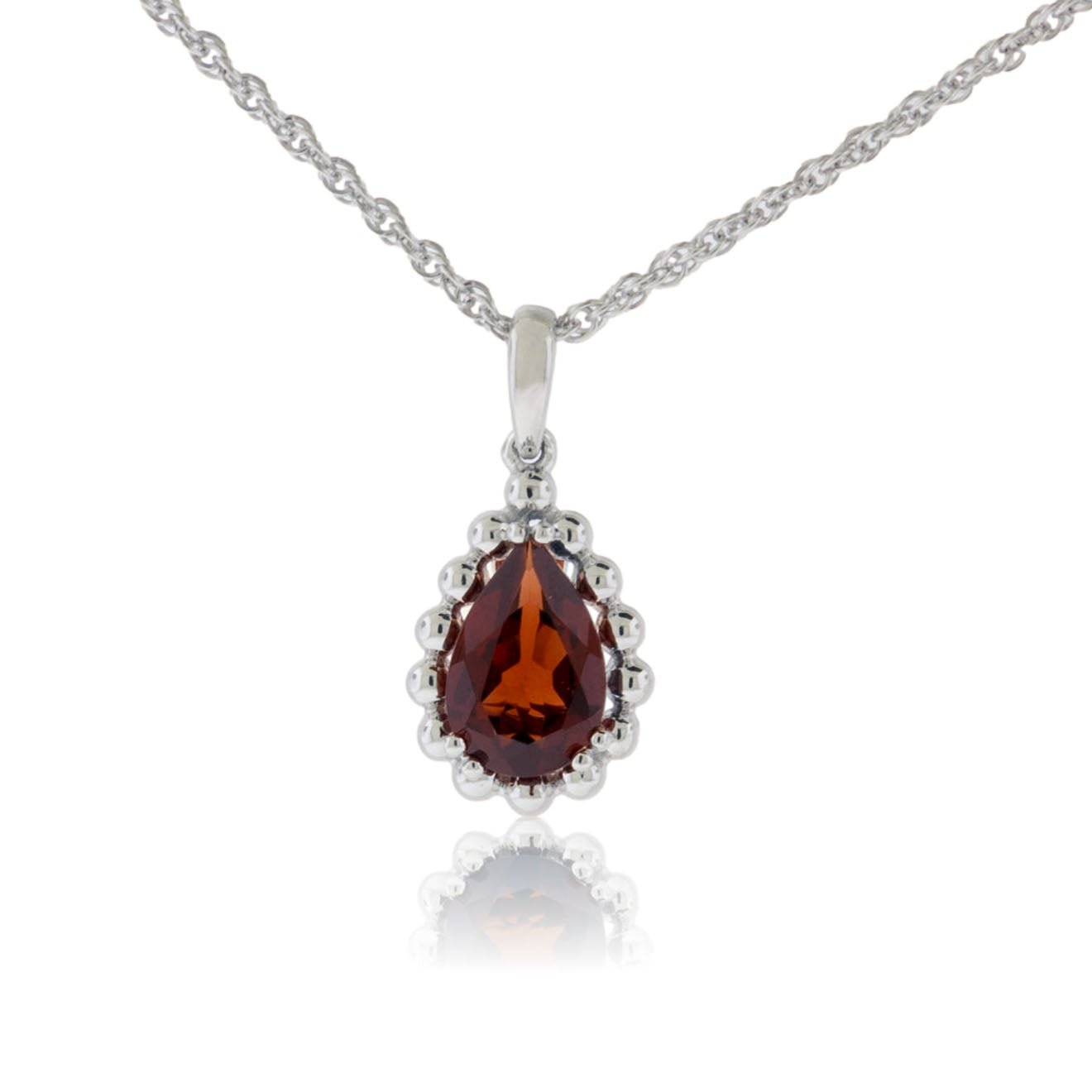 Pear Cut Garnet Bubble Halo Pendant - Park City Jewelers
