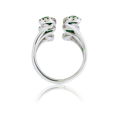 Pear Emerald and Diamond Halo Cocktail Ring - Park City Jewelers