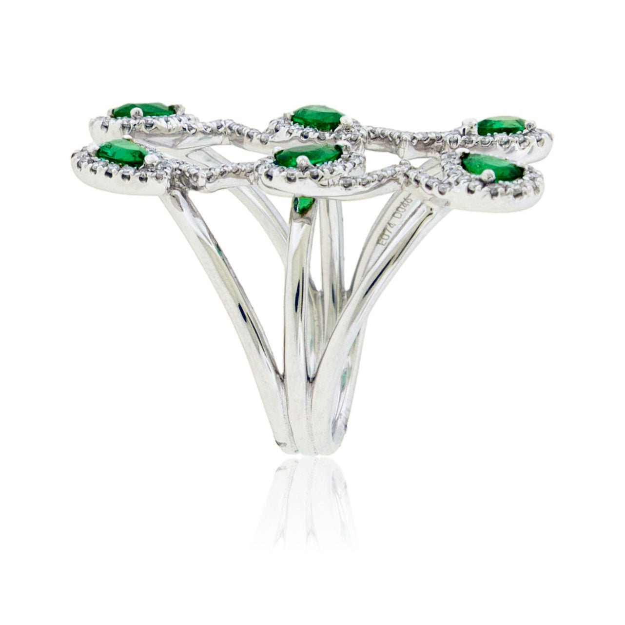 Pear Emerald and Diamond Halo Cocktail Ring - Park City Jewelers