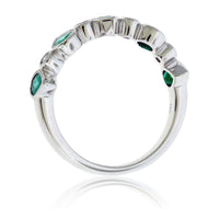 Pear Green Emerald and Diamond Milgrain Band - Park City Jewelers