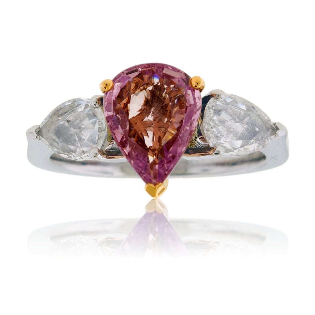 Pear - Shaped Pink Sapphire & Pear Diamond Accented Ring - Park City Jewelers