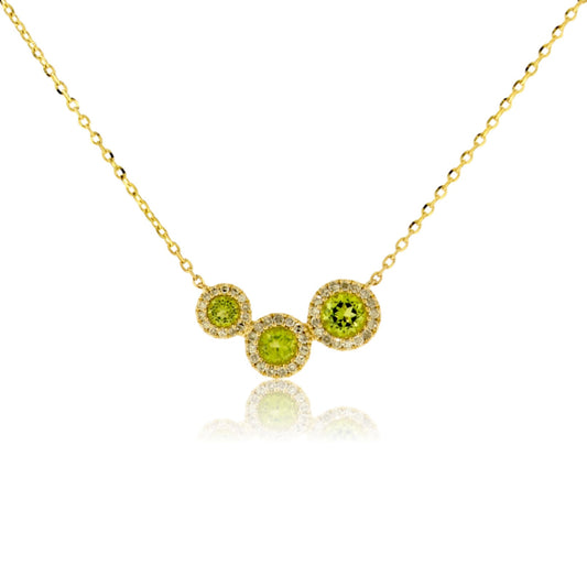 Peridot & Diamond 3 Circle Necklace - Park City Jewelers