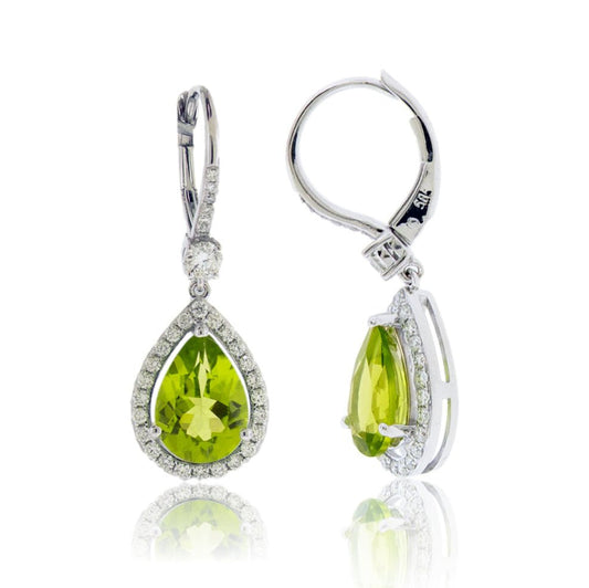 Peridot & Diamond Dangle Earrings - Park City Jewelers