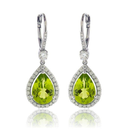 Peridot & Diamond Dangle Earrings - Park City Jewelers