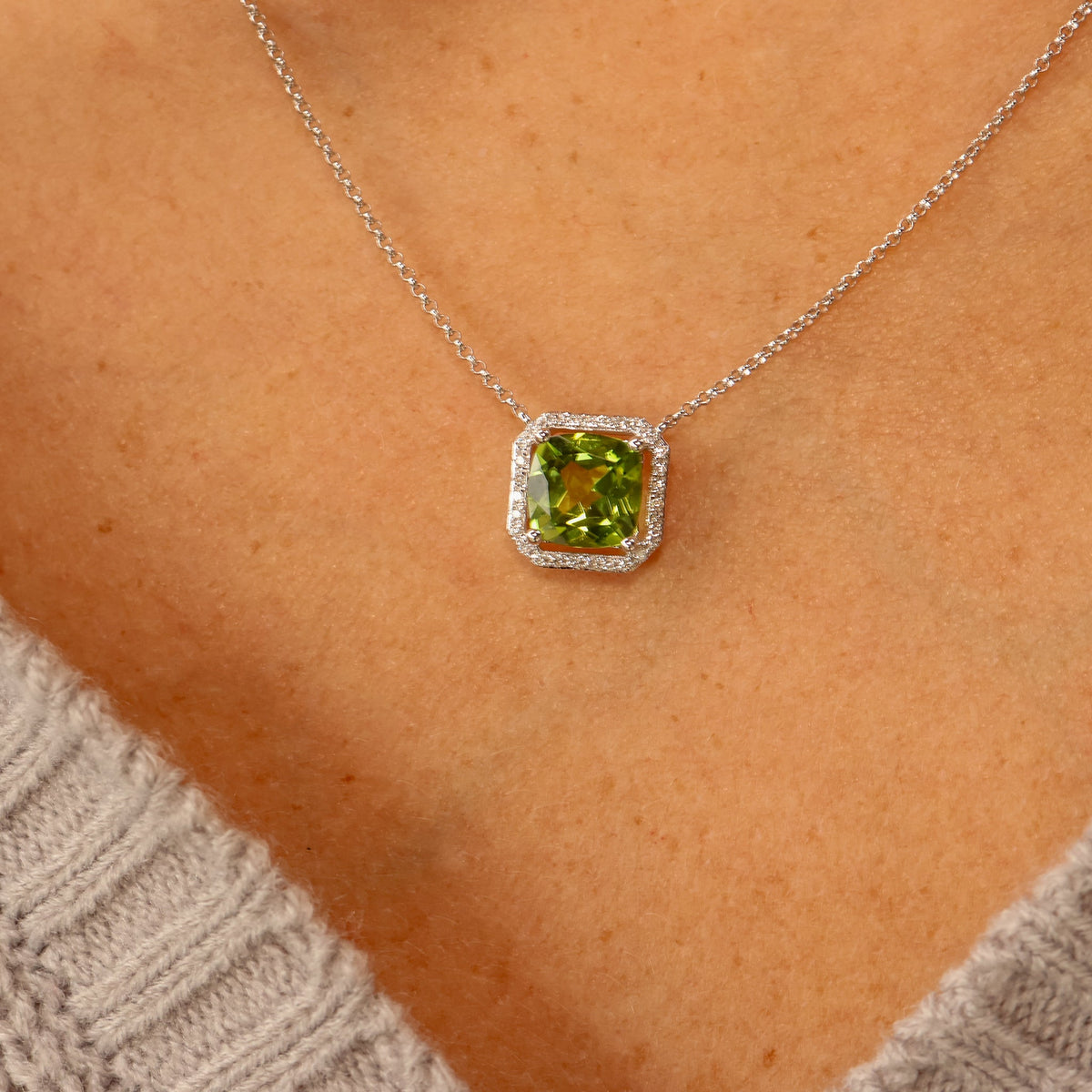 Peridot & Diamond Necklace w/Chain - Park City Jewelers