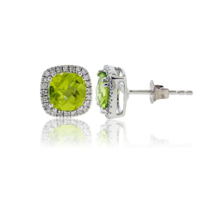 Peridot & Diamond Post Earrings - Park City Jewelers