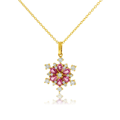 Pink Sapphire Snowflake Pendant w/Chain - Park City Jewelers