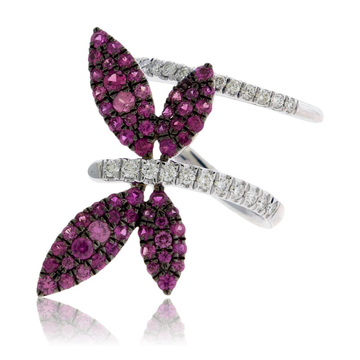 Pink Sapphire Winged Butterfly or Dragonfly & Diamond Ring - Park City Jewelers