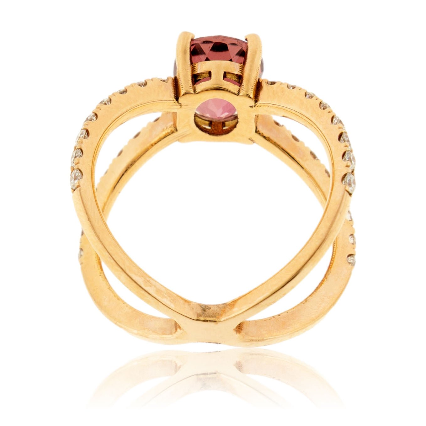 Pink Tourmaline & Diamond Criss Cross X Ring - Park City Jewelers