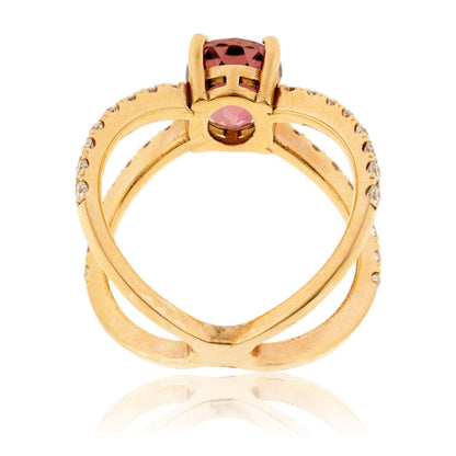 Pink Tourmaline & Diamond Criss Cross X Ring - Park City Jewelers