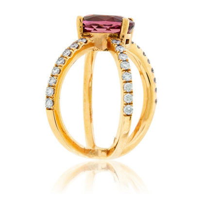 Pink Tourmaline & Diamond Criss Cross X Ring - Park City Jewelers