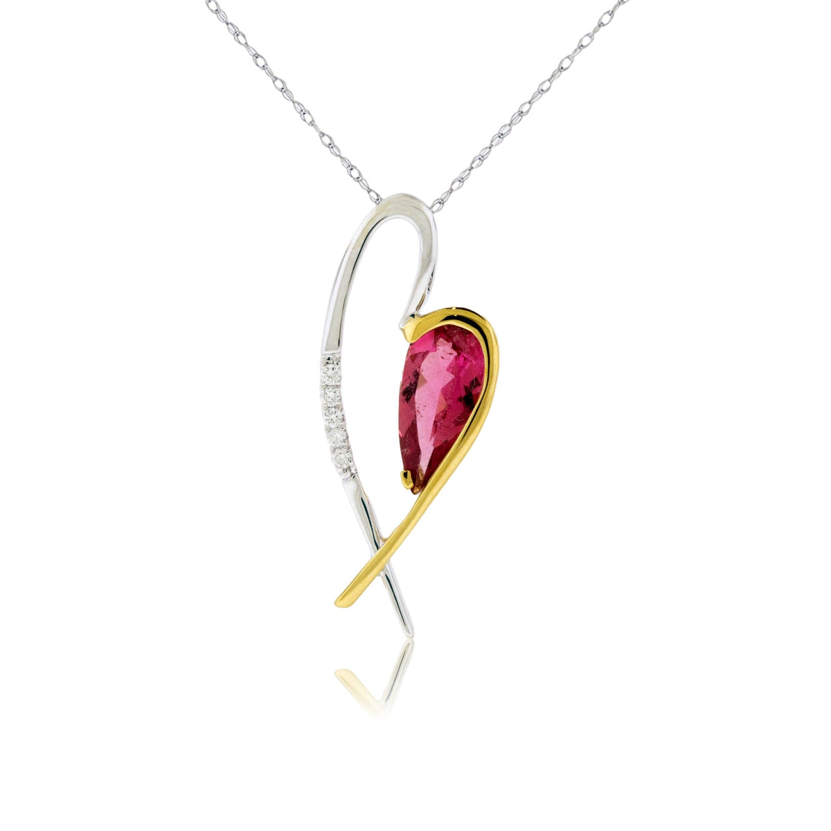 Pink Tourmaline Pear & Diamond Accented Pendant - Park City Jewelers