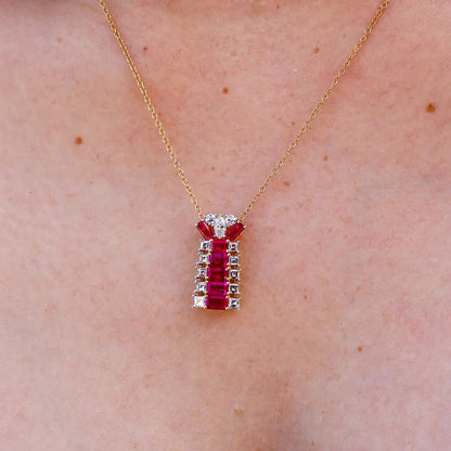 Rare Red Emerald Emerald - Cut Cluster Style Pendant - Park City Jewelers