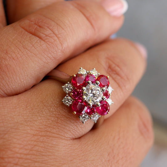 Red Beryl & Diamond Accented Ring - Park City Jewelers