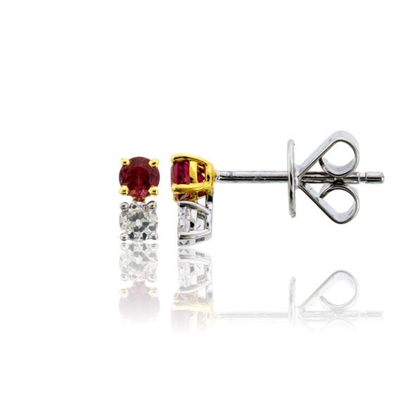 Red Beryl & Diamond Dainty Earrings - Park City Jewelers