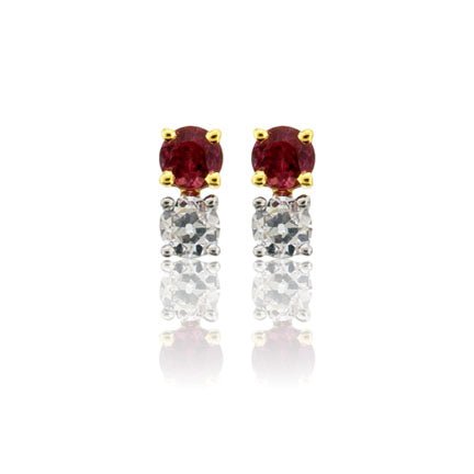 Red Beryl & Diamond Dainty Earrings - Park City Jewelers