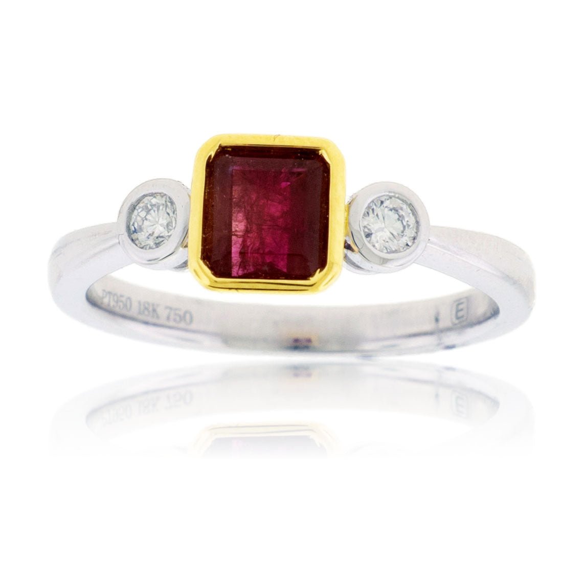 Red Beryl Emerald Bezel & Diamond Accented Ring - Park City Jewelers