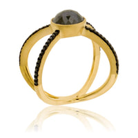 Rose Cut Black Diamond & Diamond Right Hand Ring - Park City Jewelers