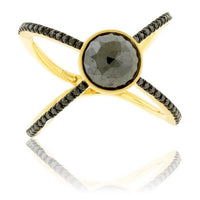 Rose Cut Black Diamond & Diamond Right Hand Ring - Park City Jewelers