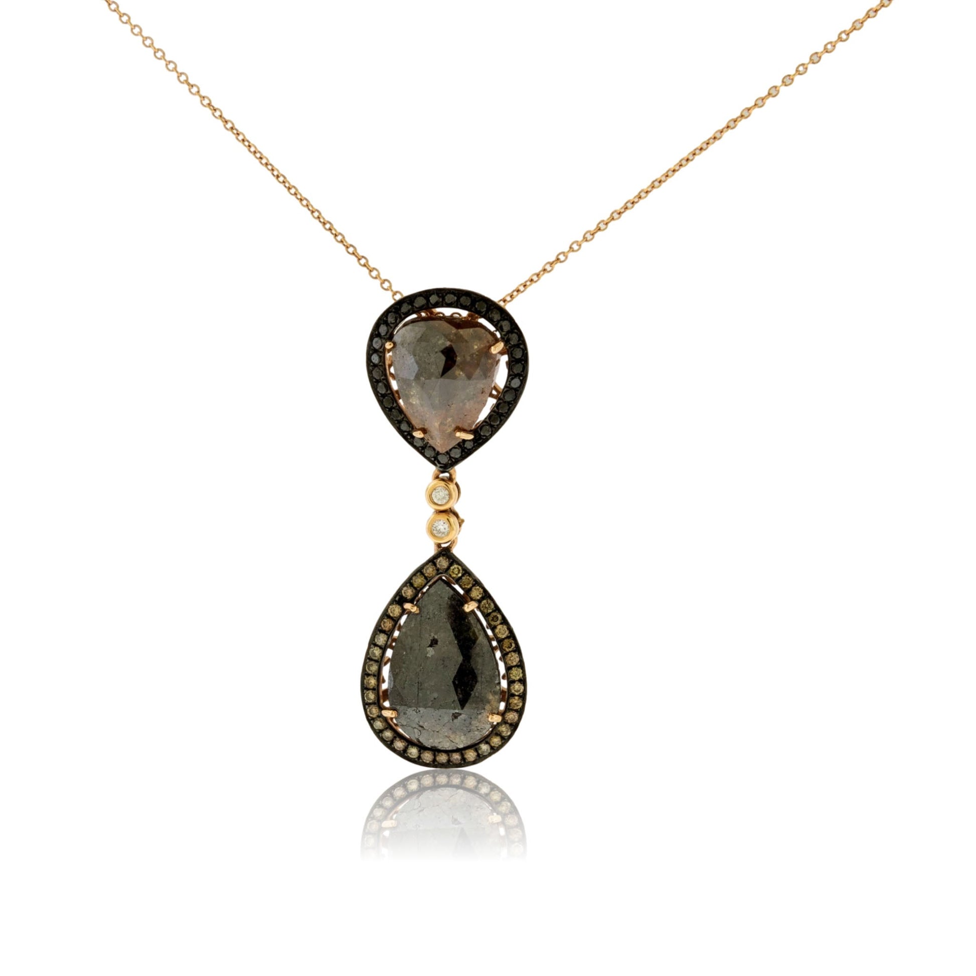 Rose Cut Fancy Rough Diamond Pendant with Diamond Halo - Park City Jewelers