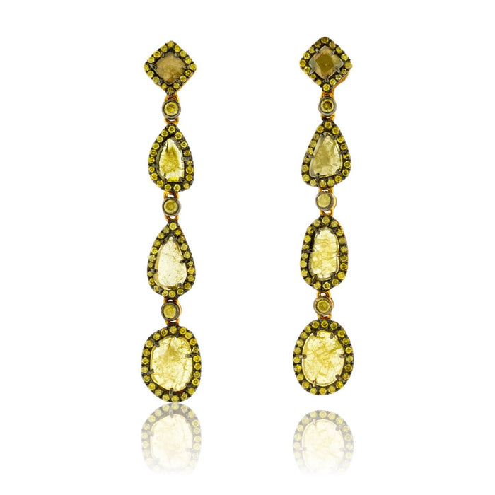 Rose Cut Yellow Diamond & Yellow Diamond Dangle Earrings - Park City Jewelers