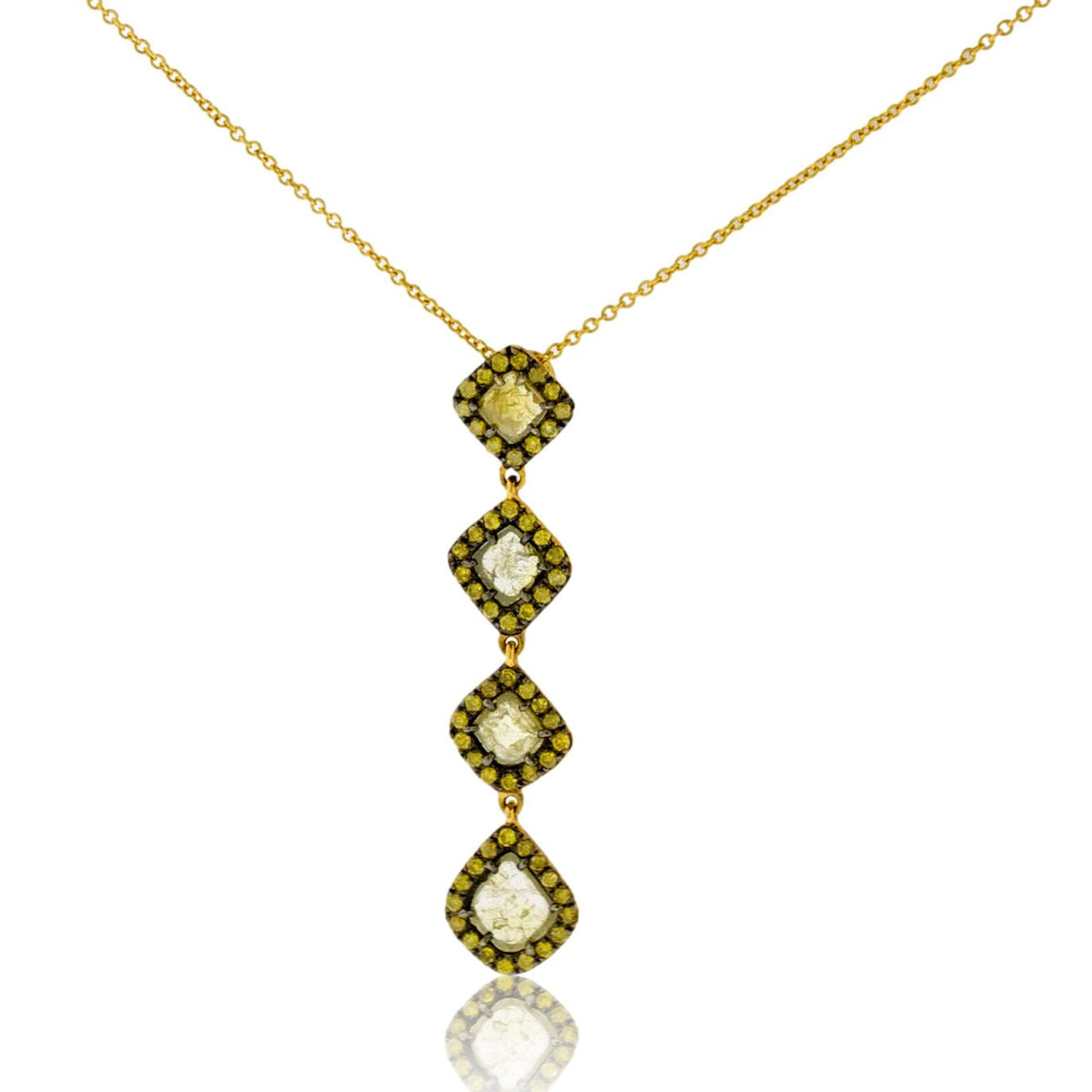 Rose Cut Yellow Diamond & Yellow Diamond Pendant w/Chain - Park City Jewelers