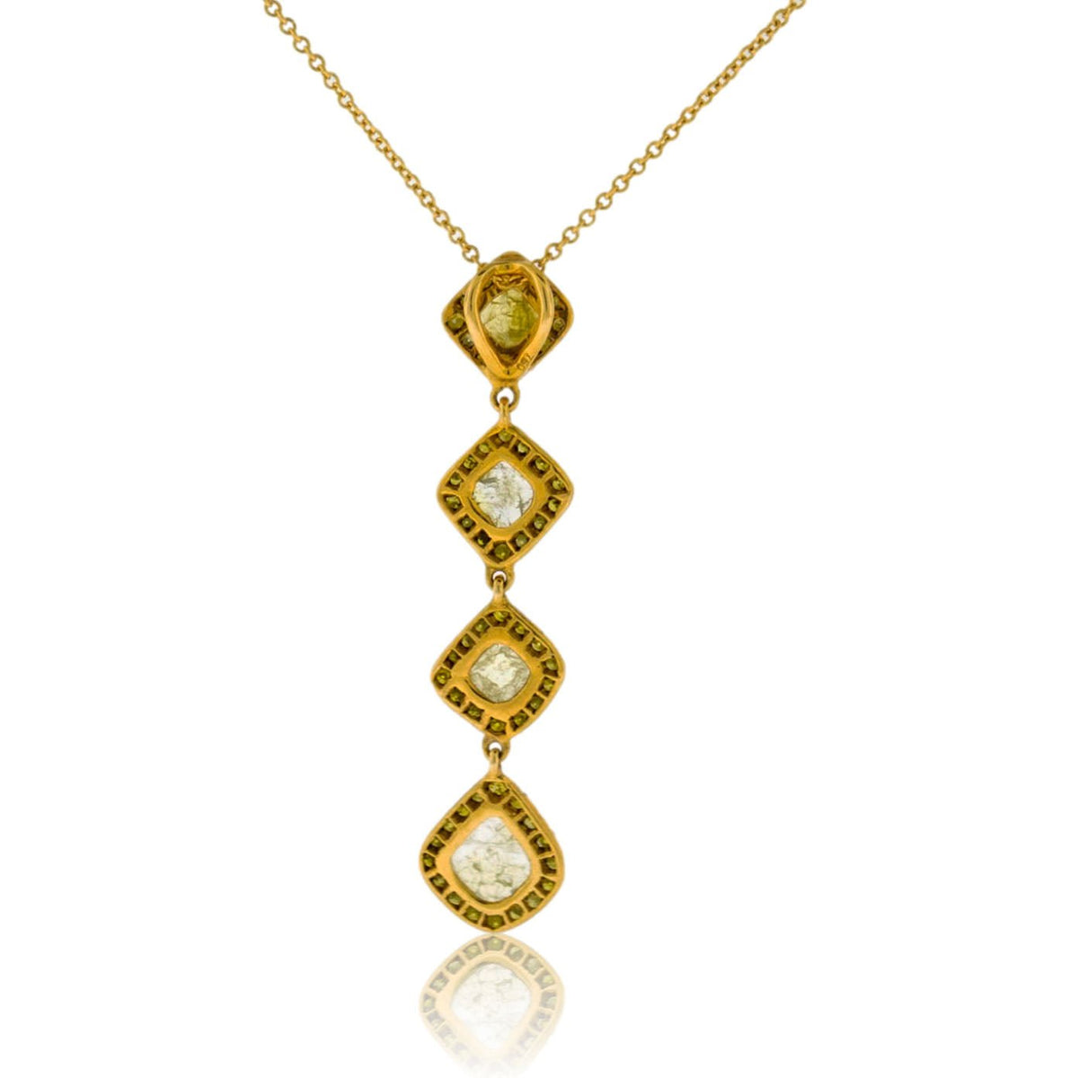 Rose Cut Yellow Diamond & Yellow Diamond Pendant w/Chain - Park City Jewelers