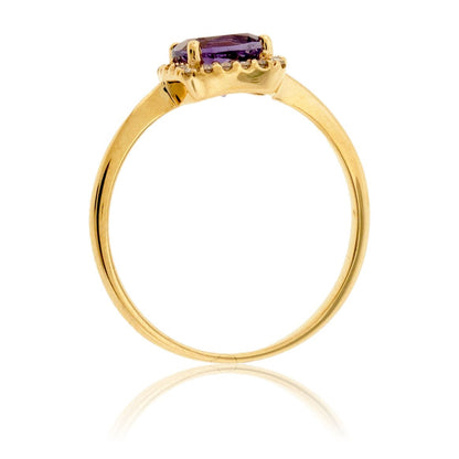 Round Amethyst and Diamond Halo Ring - Park City Jewelers