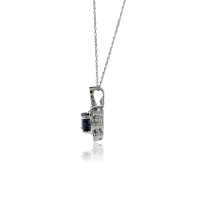 Round Burma Spinel & Diamond Vintage Style Halo Pendant - Park City Jewelers