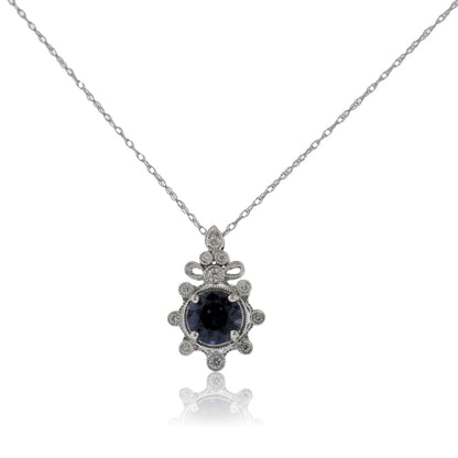 Round Burma Spinel & Diamond Vintage Style Halo Pendant - Park City Jewelers