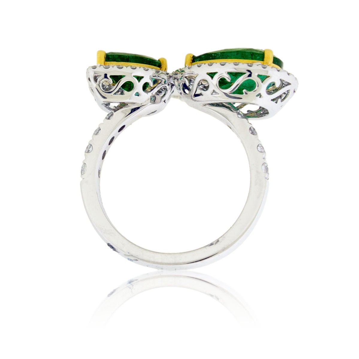 Round Diamond & Emerald Open Center Ring - Park City Jewelers