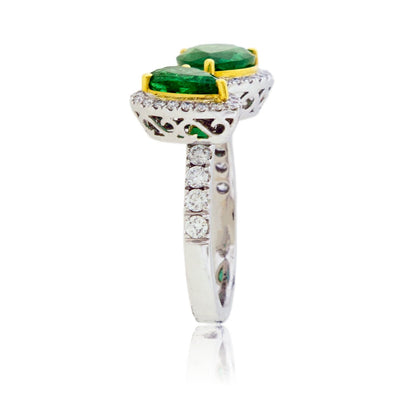 Round Diamond & Emerald Open Center Ring - Park City Jewelers