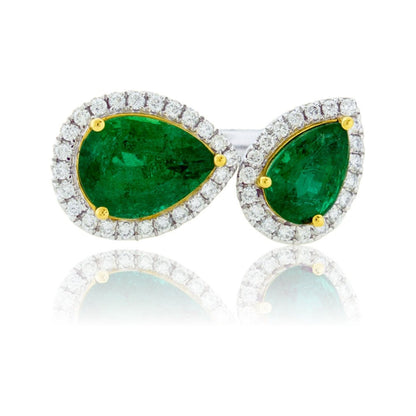 Round Diamond & Emerald Open Center Ring - Park City Jewelers