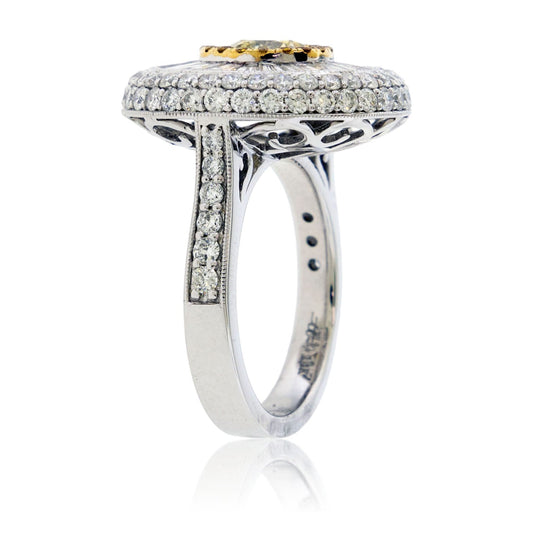 Round Yellow Diamond Fancy Halo Ring - Park City Jewelers