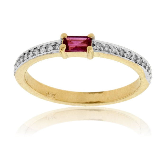 Ruby Baguette & Diamond Lined Band - Park City Jewelers