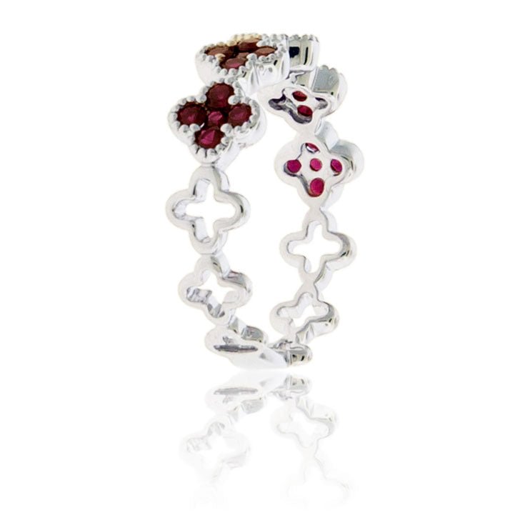 Ruby Clover Style Stackable Ring - Park City Jewelers