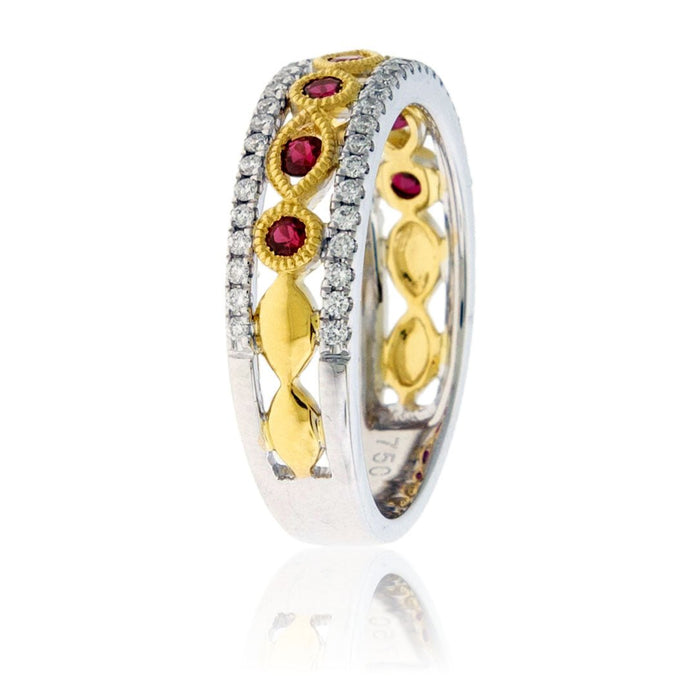 Ruby & Diamond Double Lined Ring - Park City Jewelers